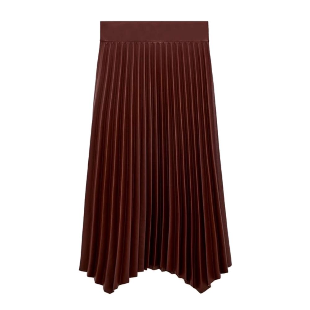 Zara pleated faux leather skirt (burgundy)